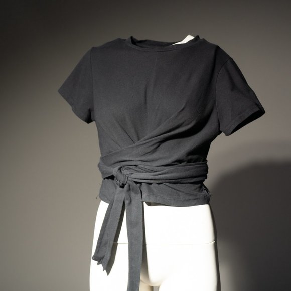 Modern Citizen Tops - Modern Citizen Jude Cropped Wrap Top black - M